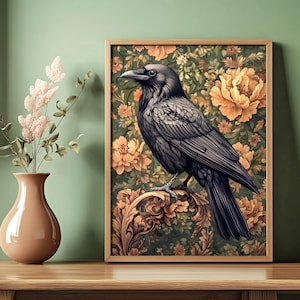 William Morris Raven Print, William Morris Poster, William Morris Exhibition Print, Vintage Wall Art, Textiles Art, William Morris Crow Art