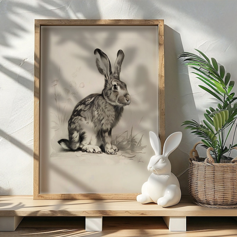 Rabbit Drawing - Etsy