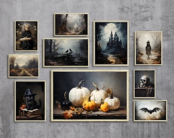 Gallery Wall Prints Halloween Printable Art, Printable Halloween Gallery Set, Halloween Decor Farmhouse Gallery Wall Set of 10 Bundle Prints