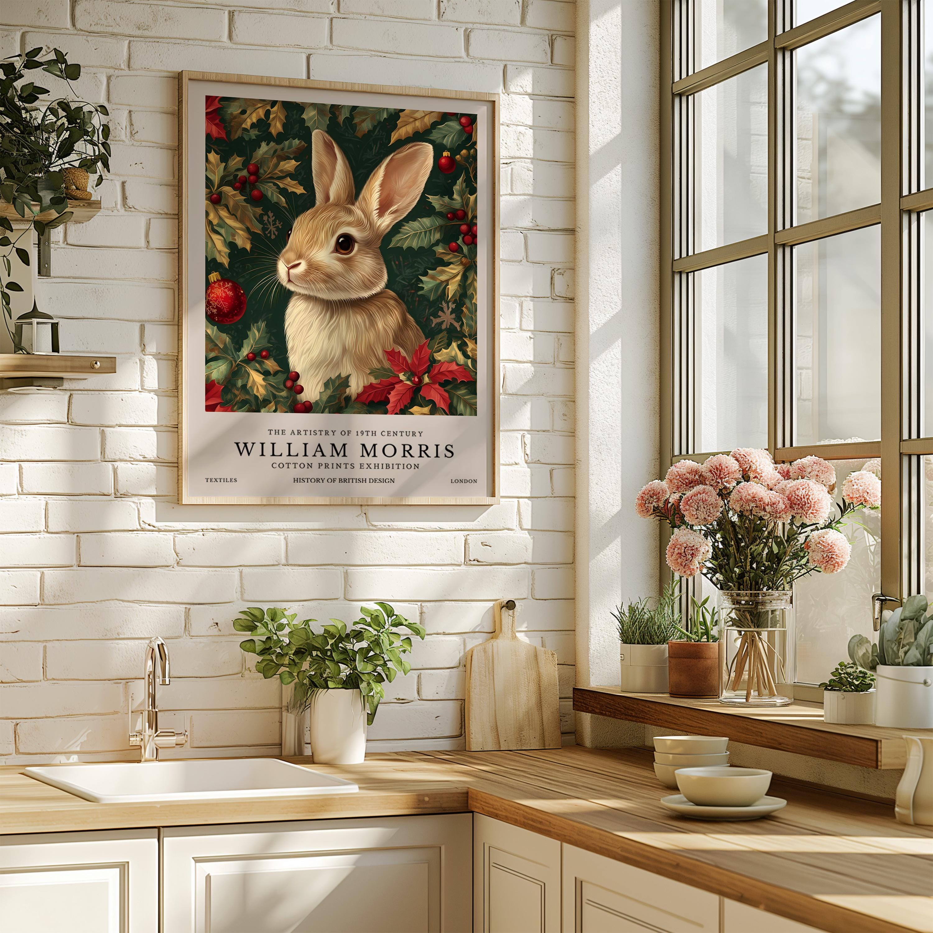 William Morris Bunny Print, William Morris Christmas Rabbit Poster ...