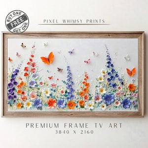 Samsung Frame TV Art, Textured Wildflower TV Art Digital Download, Abstract Modern Art for Tv Instant Download, Wildflower 3D Frame Tv Art