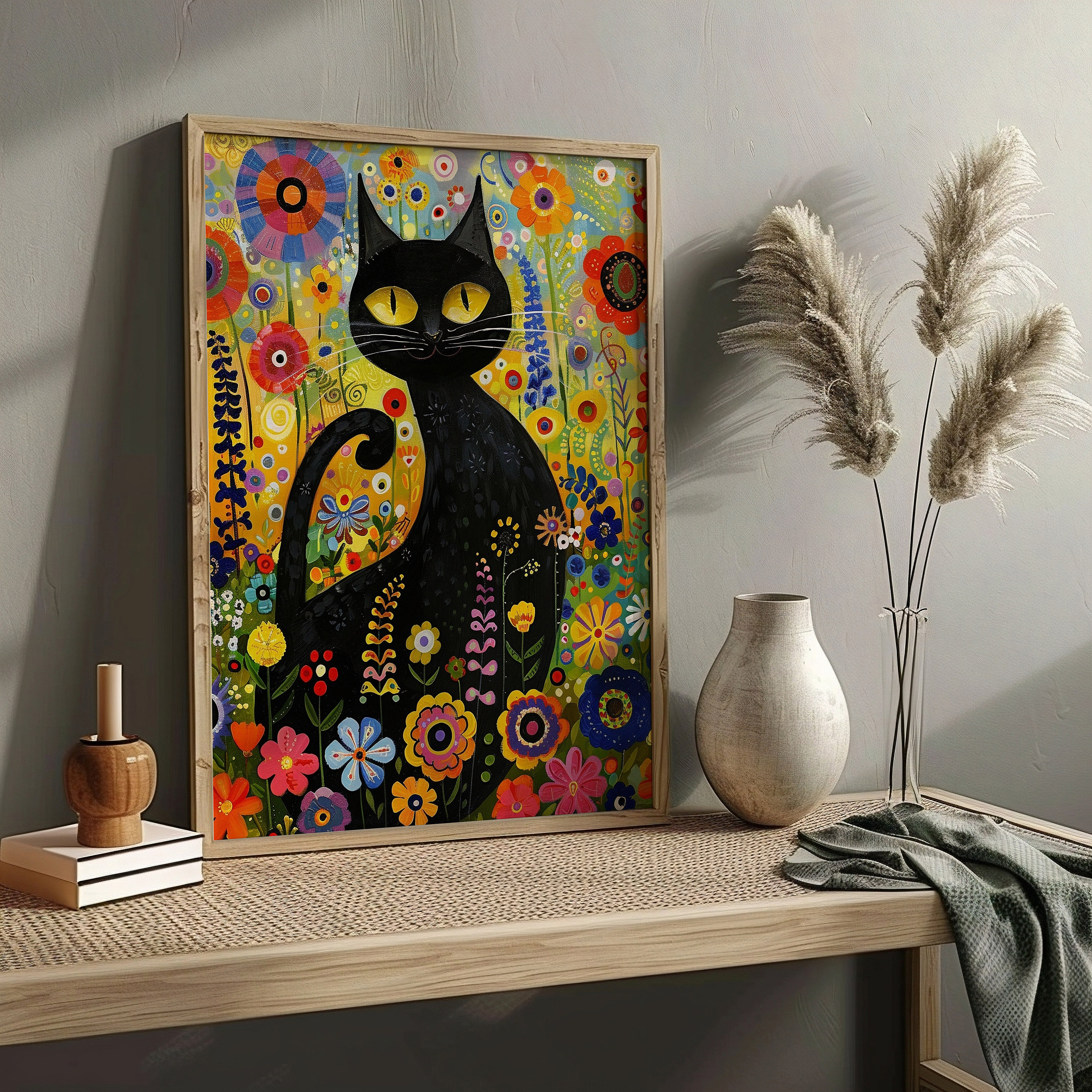 Stampa artistica del gatto da giardino di Gustav Klimt: poster del gatto nero - Italia