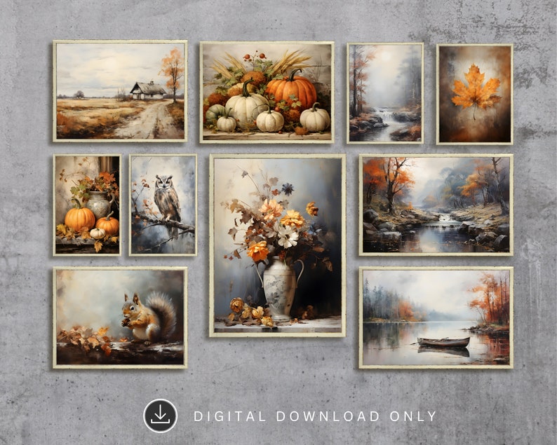 Autumn Gallery Wall Prints Set of 10, Fall Printable Art Gallery, Wall ...