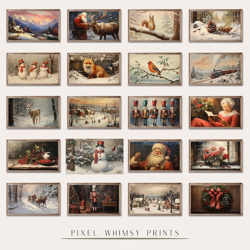 Samsung Frame TV Art Set Christmas Mega Bundle, Christmas Winter Frame