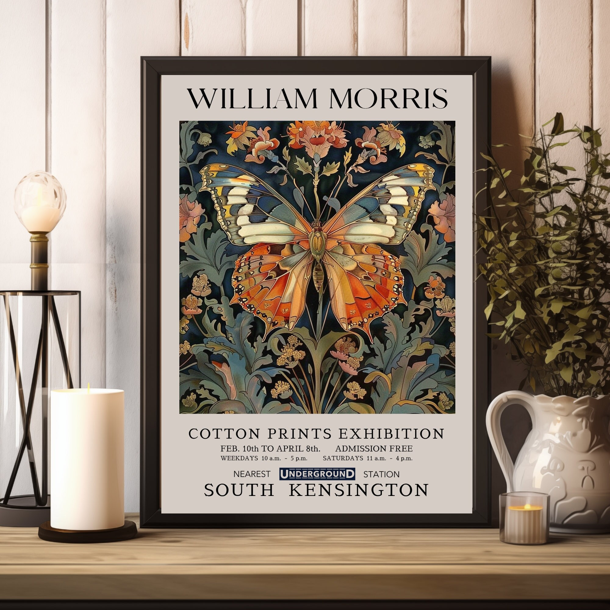 William Morris Butterfly Print, William Morris Exhibition Print ...