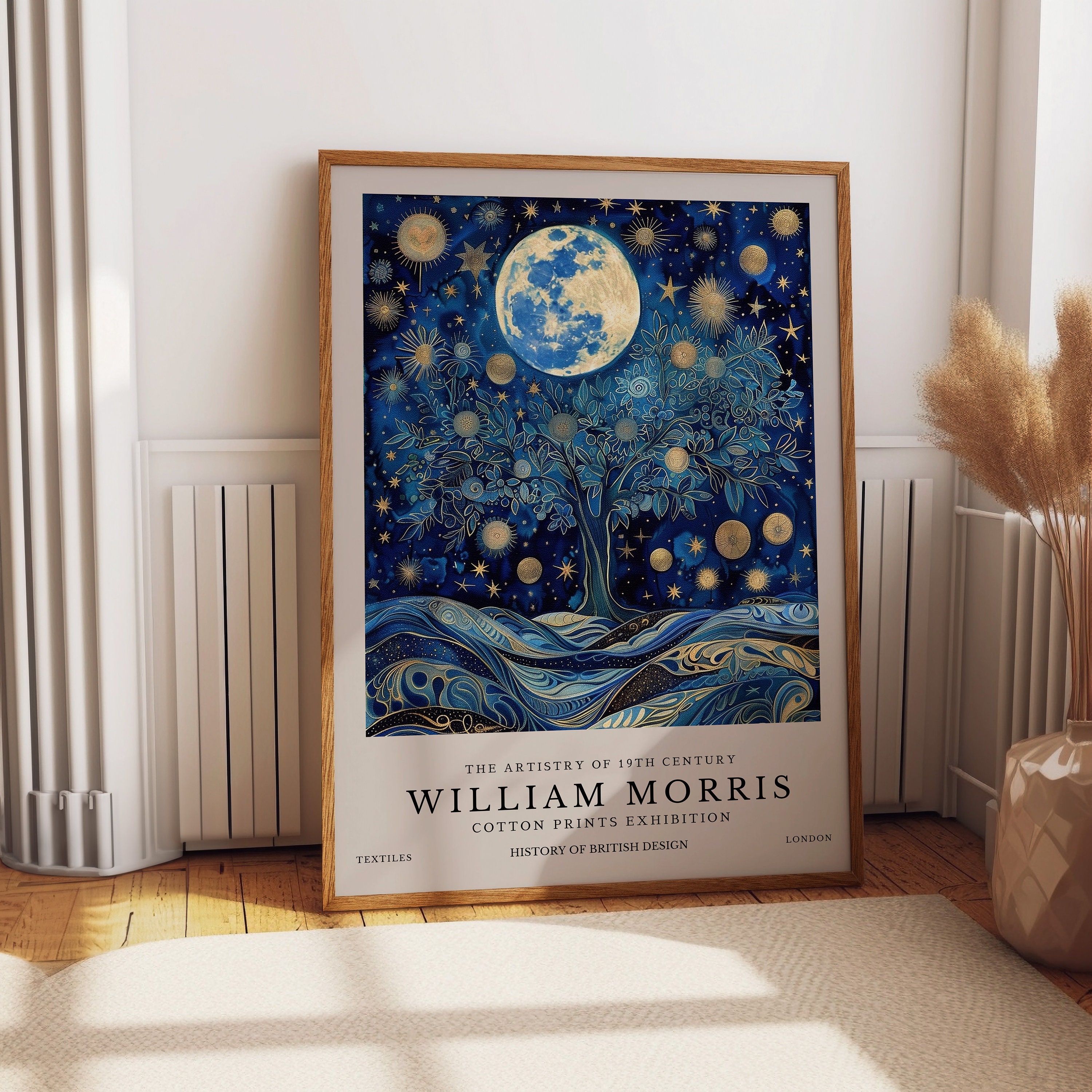 William Morris Print, William Morris Exhibition Print, Moon and Star ...