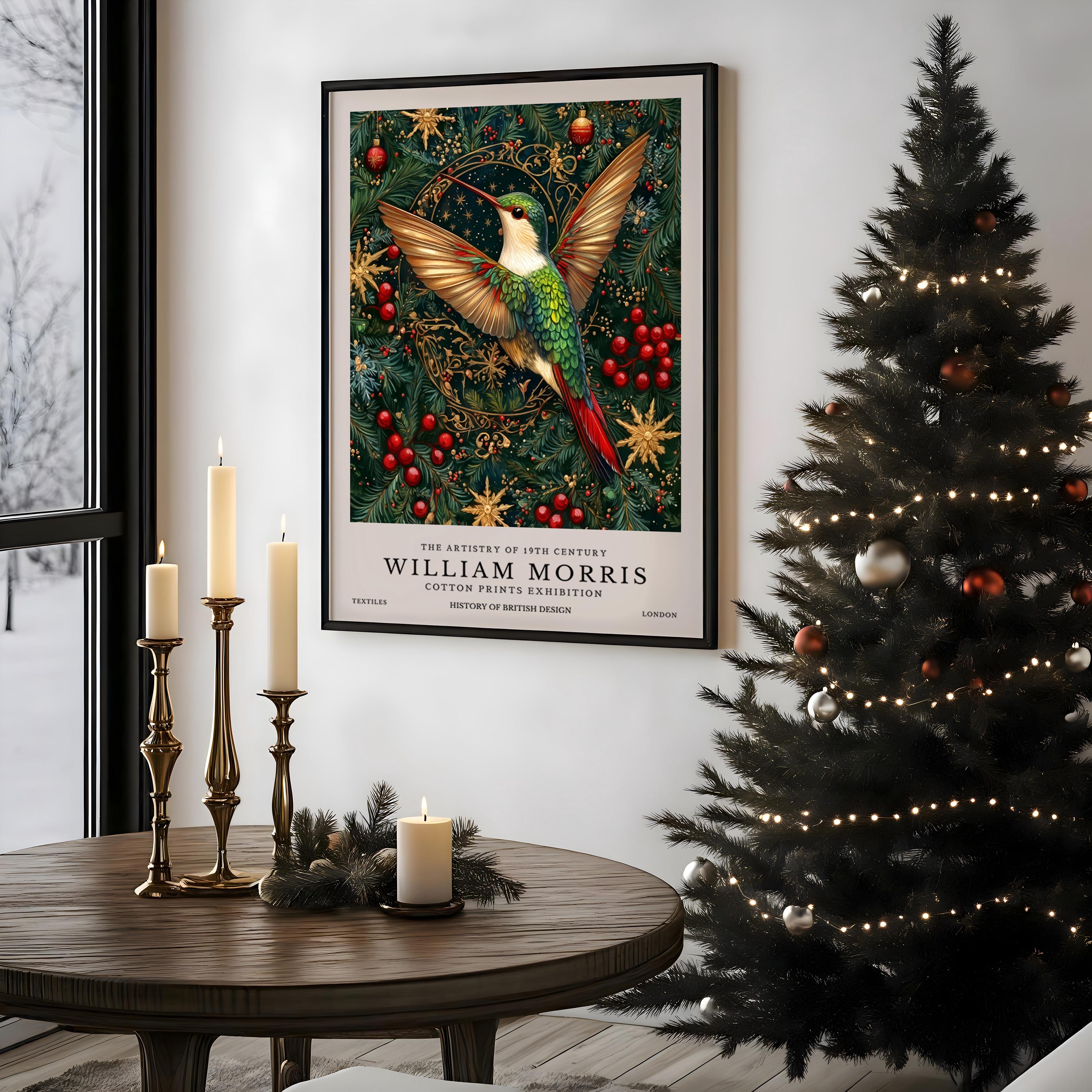 William Morris Hummingbird Print, Christmas Wall Art, William