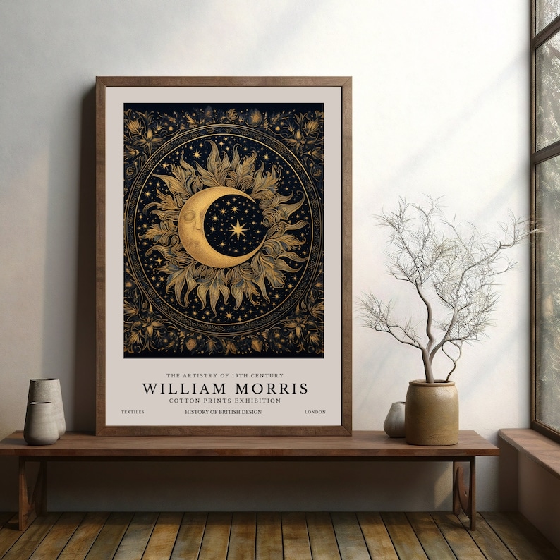 Moon and Stars William Morris Print, William Morris Poster, William ...