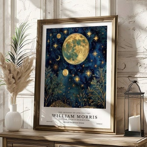 William Morris Moon and Stars Print, William Morris Poster, William Morris Exhibition Print, Vintage Wall Art, Premium Matte Paper Prints