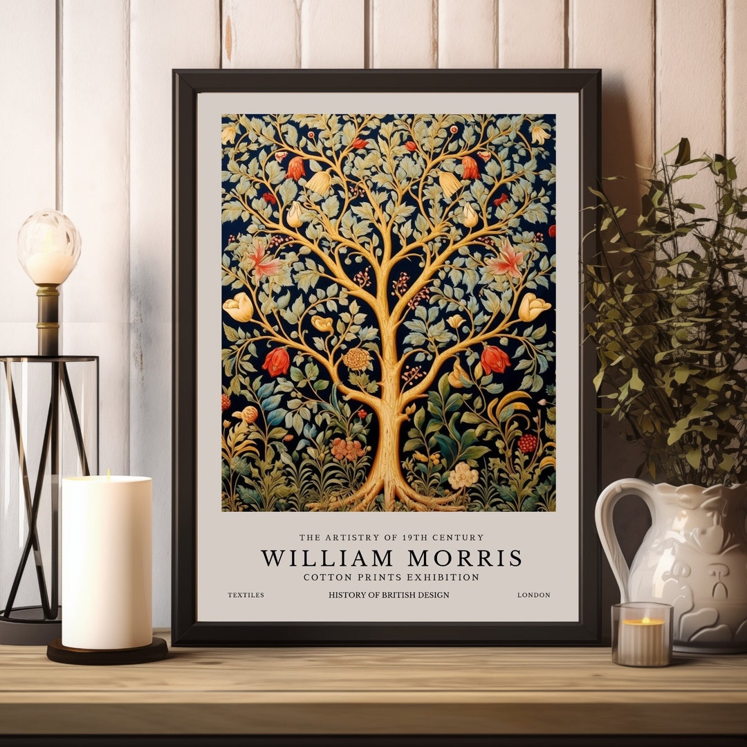 Tapisserie Murale William Morris 'Arbre De Vie', Bleu/vert, 41x55 Pouces, Coton - Neuve