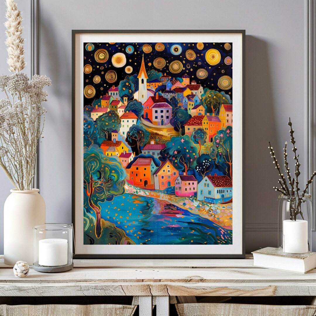 Gustav Klimt Village Night Print, Gustav Klimt Poster, Klimt