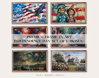 4th of July Frame TV Art, Abstract Independence Day Art TV Digital Download, Oil Painting Fourth of July TV Art, Red White & Blue Tv Art
