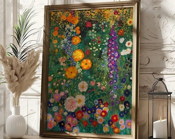 Gustav Klimt Farm Garden Print, Gustav Klimt Poster, Klimt Flowers, Floral Wall Decor, Wall Art Print, Gustav Klimt Wall Decor, Gift Idea