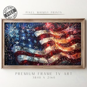 Samsung Frame TV Art for 4th of July Textured Independent Day Digital Download, Abstract Patriotic Flag, Fourth of July Red White & Blue Art