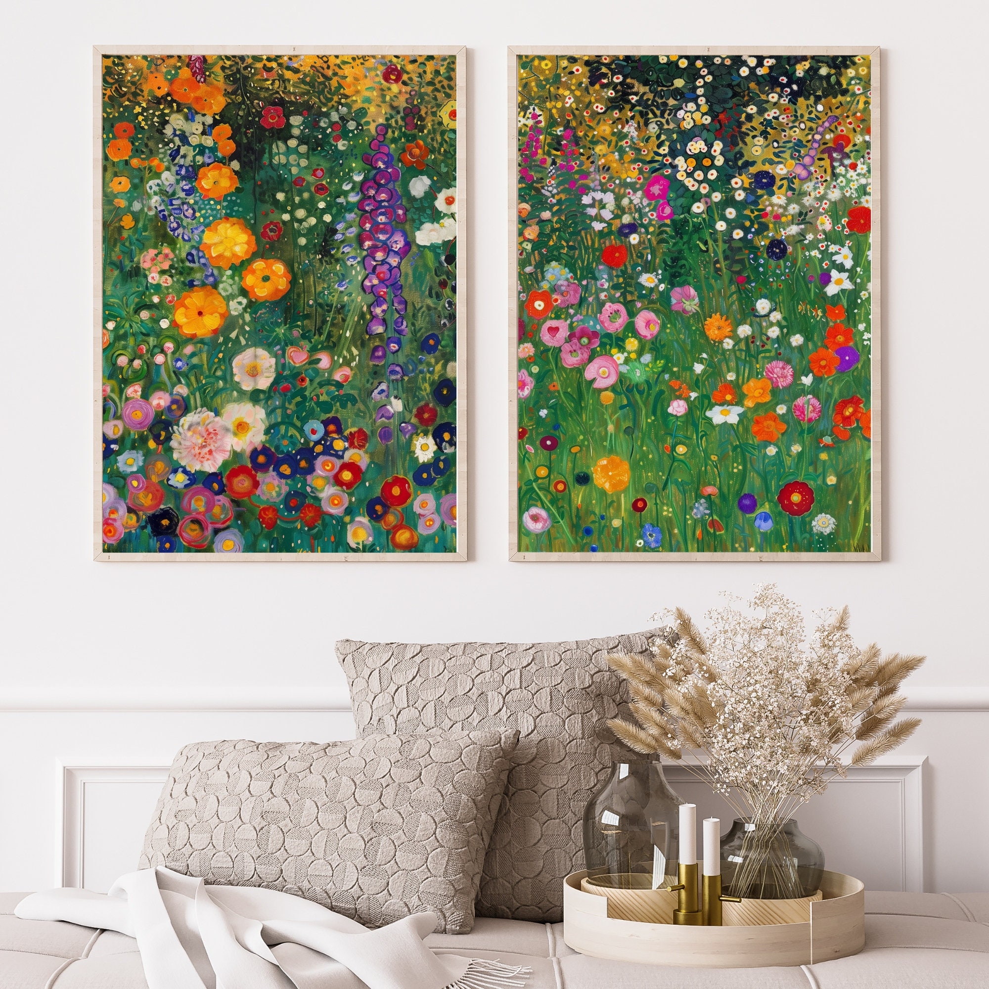 Gustav Klimt Farm Garden Print Set of 2, Gustav Klimt Poster Set, Klimt ...