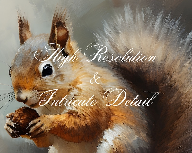May include: A close-up of a red squirrel holding a nut in its paws. The squirrel has a bushy tail and is looking directly at the viewer. The image is in high resolution and shows intricate detail.