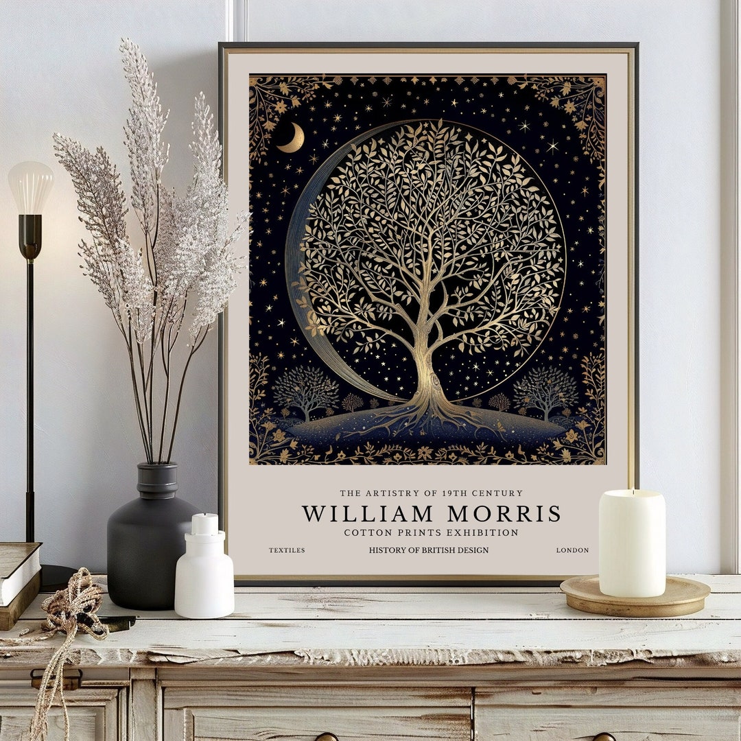 William Morris Print, William Morris Poster, Moon and Star William