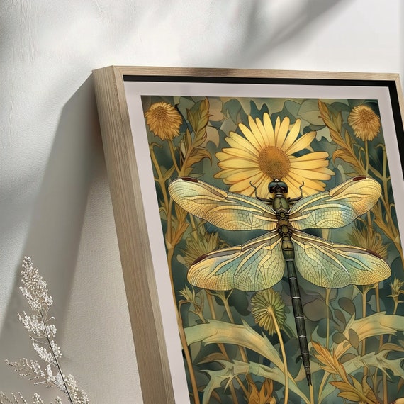 Affiche Encadrée Millot – Page Encyclopédie Libellule – 30x41 Cm (12x16") – Déco Murale Vintage Scientifique & Nature