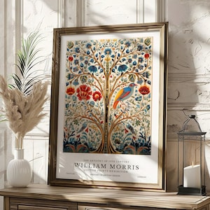 Tapisserie Murale Décorative William Morris 'Arbre De Vie' - 27x63 Pouces, Coton, Motif Bleu Et Vert Médiéval