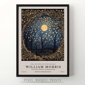 Set of 3 William Morris Moon and Stars Print, William Morris Exhibition ...