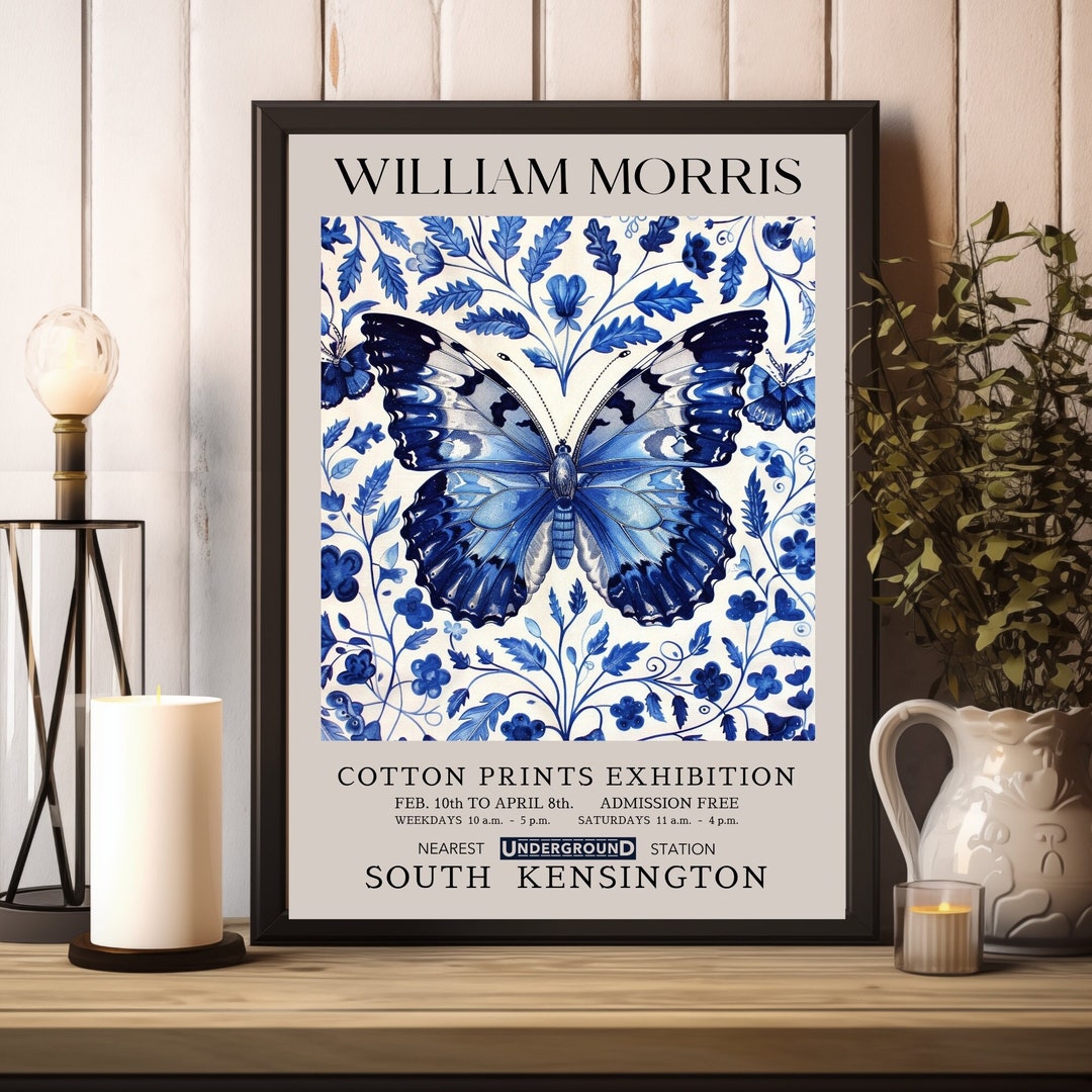 William Morris Print, William Morris Exhibition Print, Blue Butterfly ...