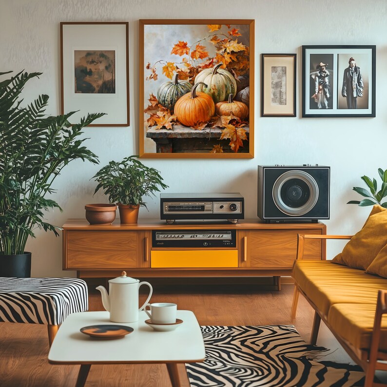 Still Life Pumpkins Printable Wall Art, Fall Harvest Print Digital