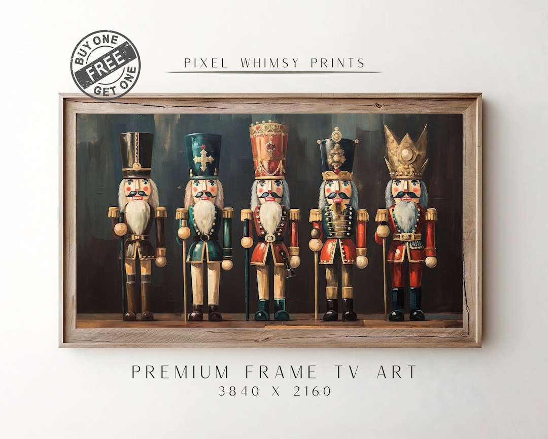 Vintage Christmas Samsung Frame TV Art, Nutcracker Art for TV