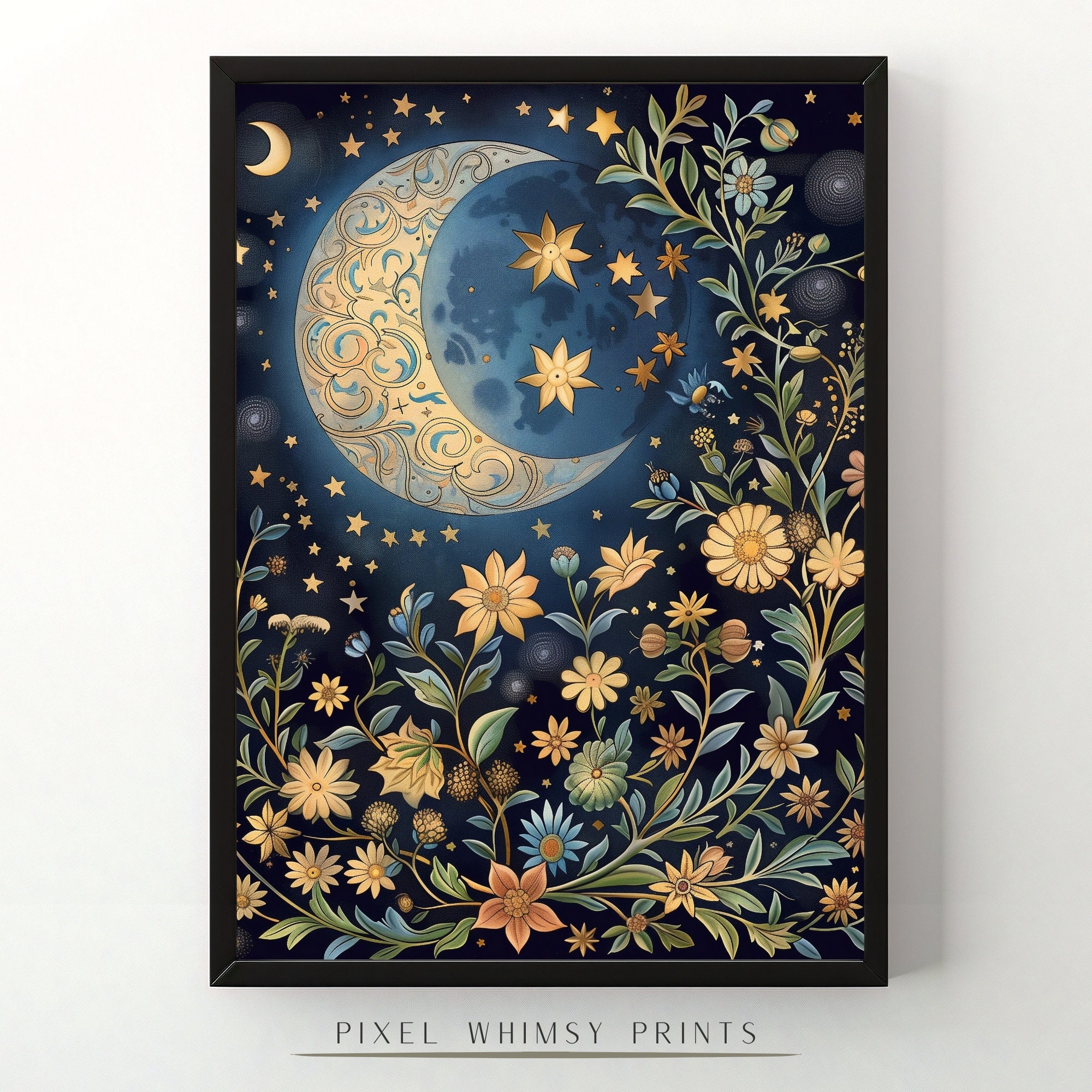 William Morris Moon and Star Print, William Morris Exhibition Print ...