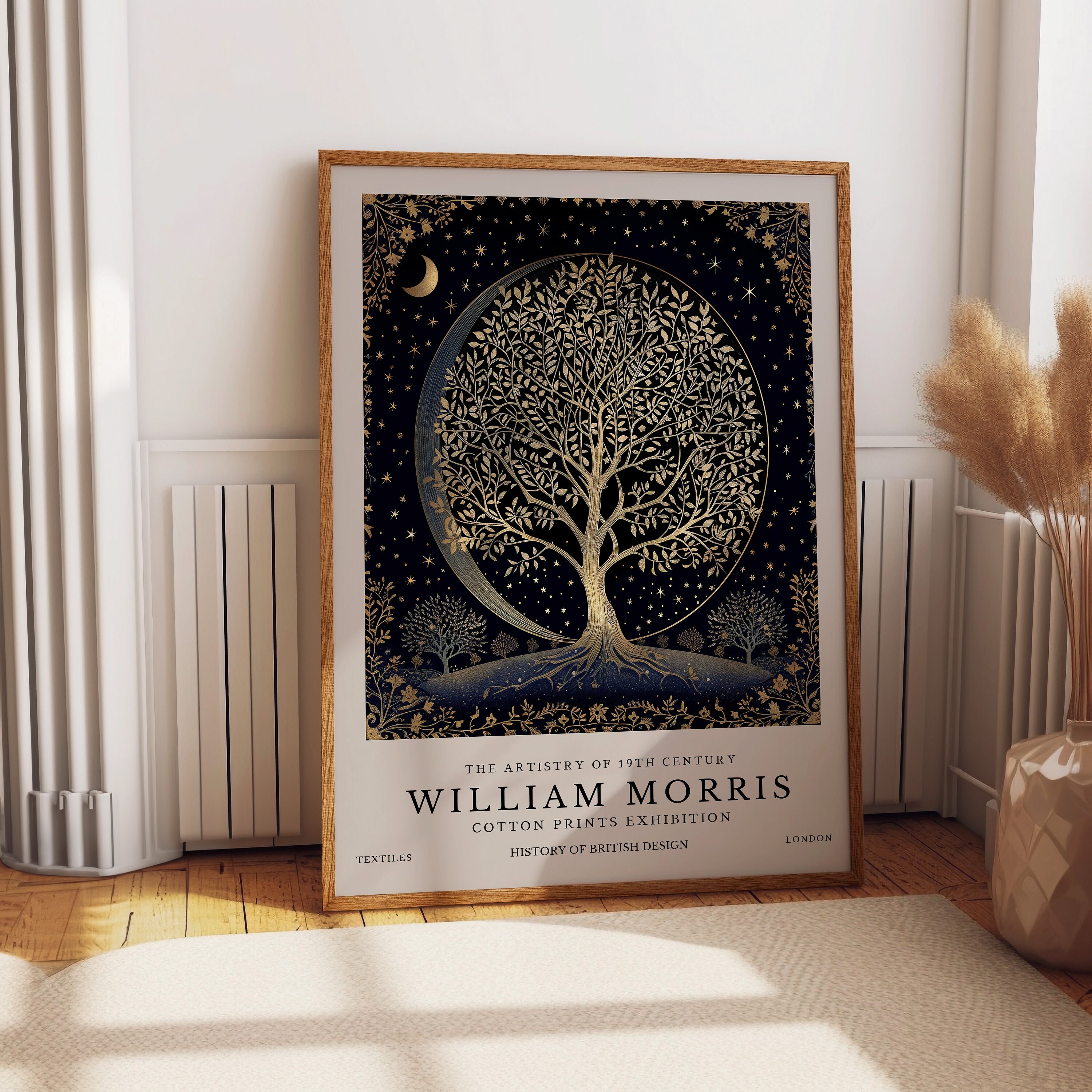 アート・デザイン・音楽 The Life and Works of William Morris William Morris Print, William Morris Poster, Moon and Star William