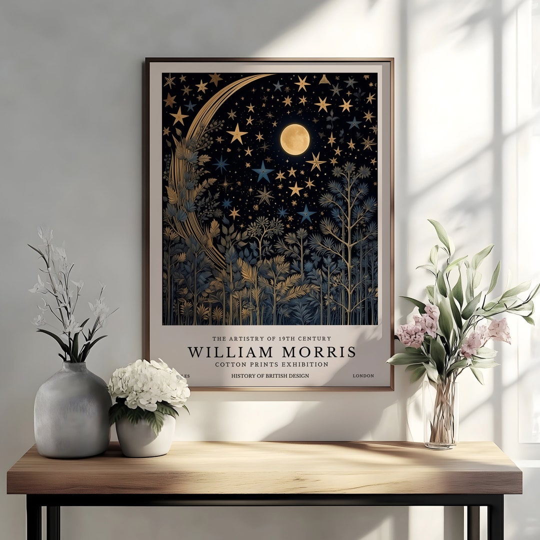 William Morris Print, William Morris Moon & Stars Exhibition Print ...
