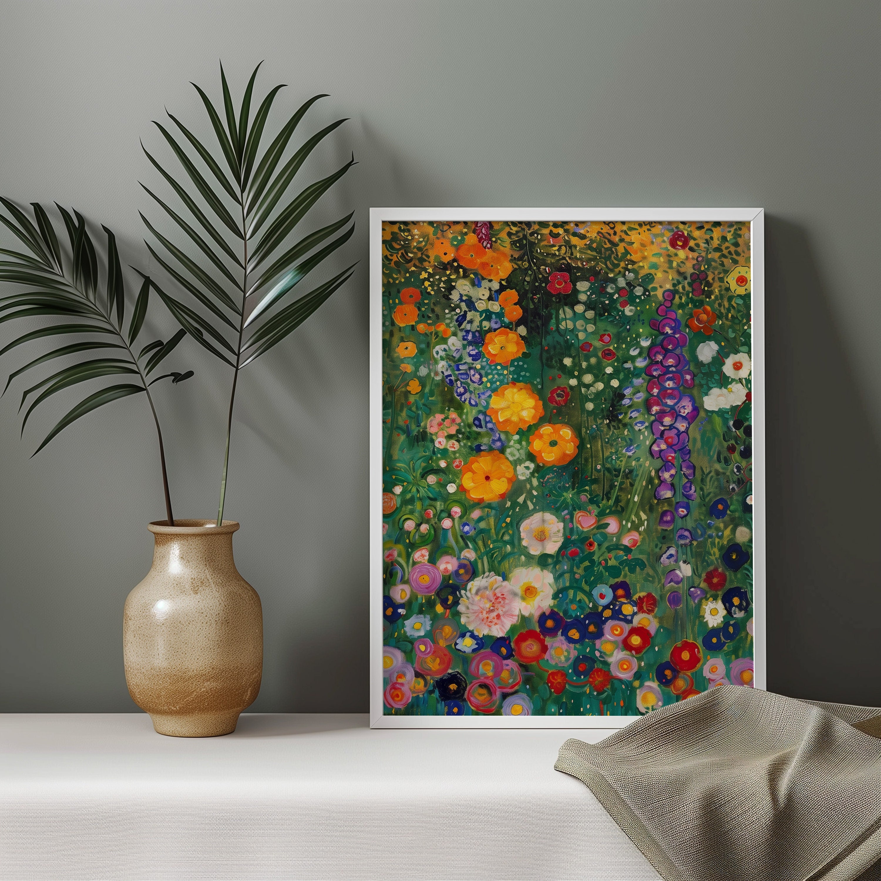 Gustav Klimt Farm Garden Print, Gustav Klimt Poster, Klimt Garden Flowers Floral Wall Art Print, Gustav Klimt Wall Decor, Housewarming Gift