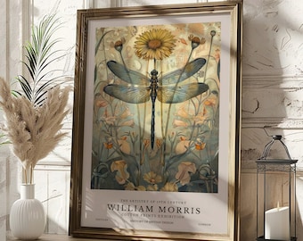 William Morris Dragonfly Print, William Morris Poster, William Morris Exhibition Print, Vintage Wall Art, Textiles Art, Premium Paper Poster