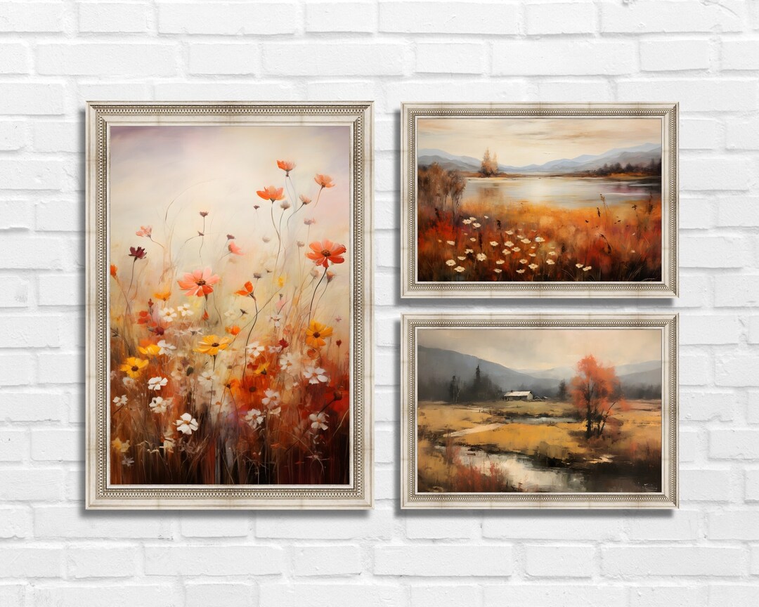 Autumn Gallery Wall Prints Set of 3, Fall Landscape Wall Art Gallery ...