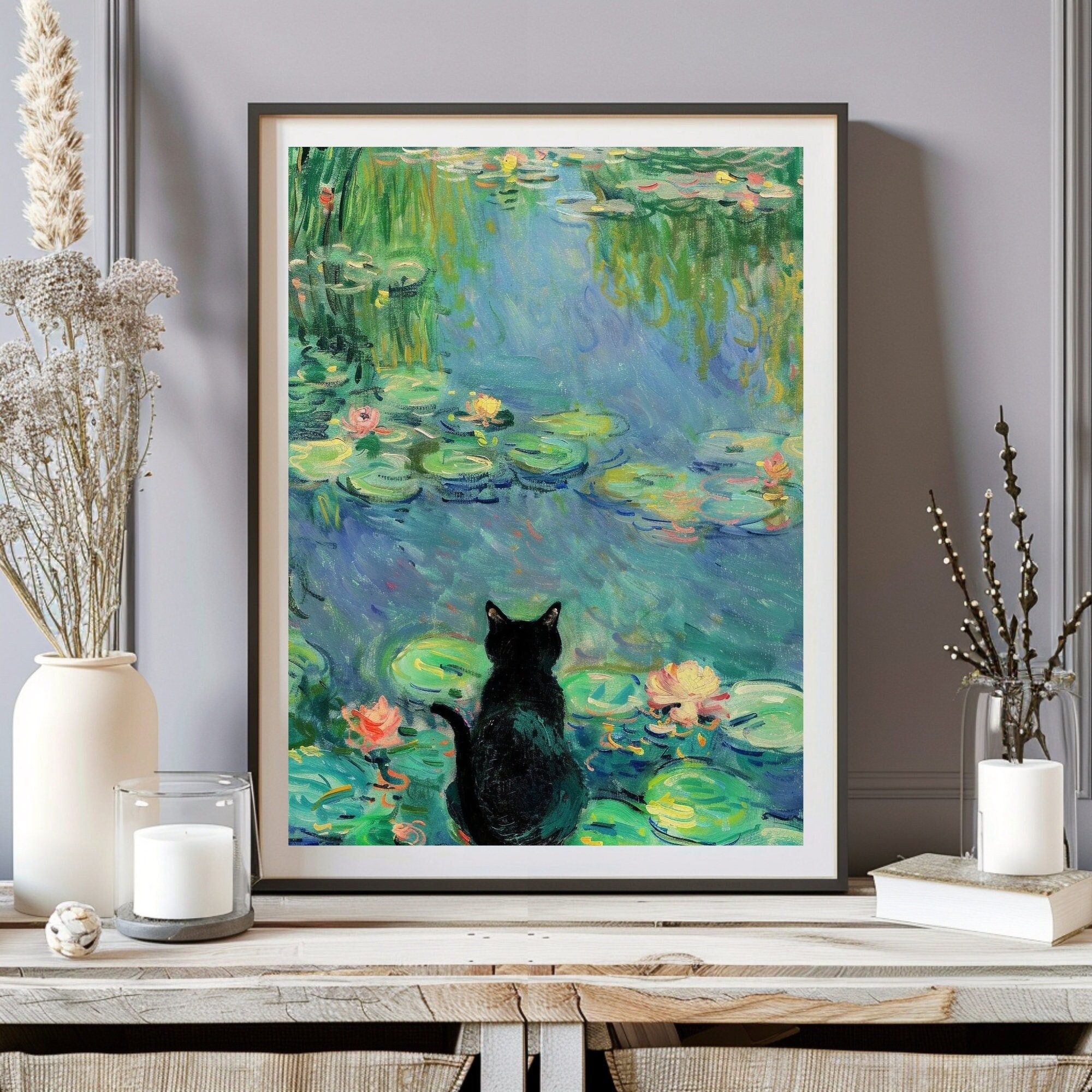 風景画 黒猫と庭のアート 風景画 黒猫と庭のアート グラフィック社