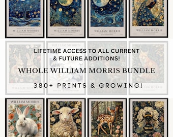 William Morris imprime mega paquete, paquete de colección de impresiones de William Morris de toda la tienda, paquete de carteles de William Morris, arte de pared de William Morris