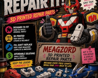 Clip e parti di riparazione e sostituzione dei Power Rangers Megazord - Stampati in 3D