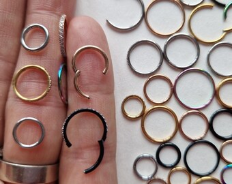 Surgical Steel Clicker Ring: CZ Crystal Septum, Ear, Nose Piercing