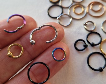 Clicker Nose Ear Ring Surgical Steel Septum Clicker Ball Segment Hinged Lip Hoop Top Ear Ring Body Piercing Earring Cartilage Tragus Helix