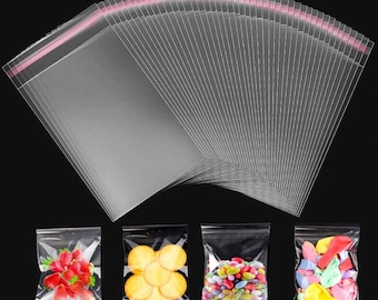 100 Clear Cellophane Bags: Self Seal Poly Bags for Crafts & Treats
