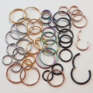 Nose Lip Ring Clicker Septum Nose Hoop Piercing 316L Surgical Steel Cartilage Lobe Helix Hoop Earring Piercing 6mm Nose Ring 8mm 10mm 12mm