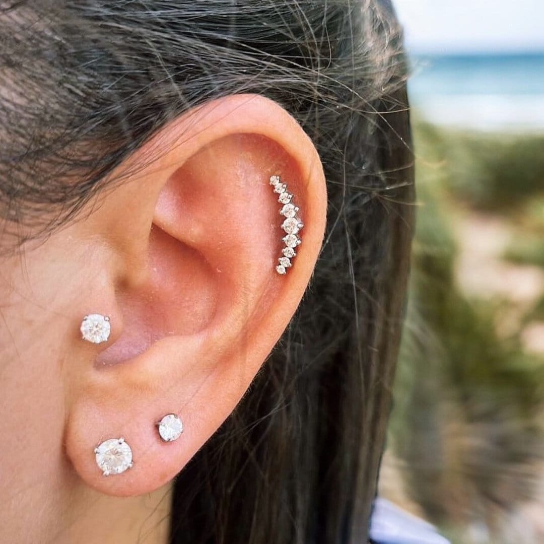 Yellow Gold Plated Hip Hop Large Flower Cluster Cz Stud Screw Back