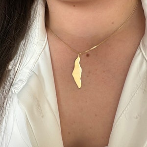Landkarte Israel, Halskette Das Gebet des Weges, Israel, Halskette aus 14K Gold. Landkarte Israel als Anhänger. Geschenk für sie