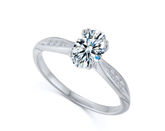 Oval Lab Diamond Engagement Ring, 14k Gold Twist Band