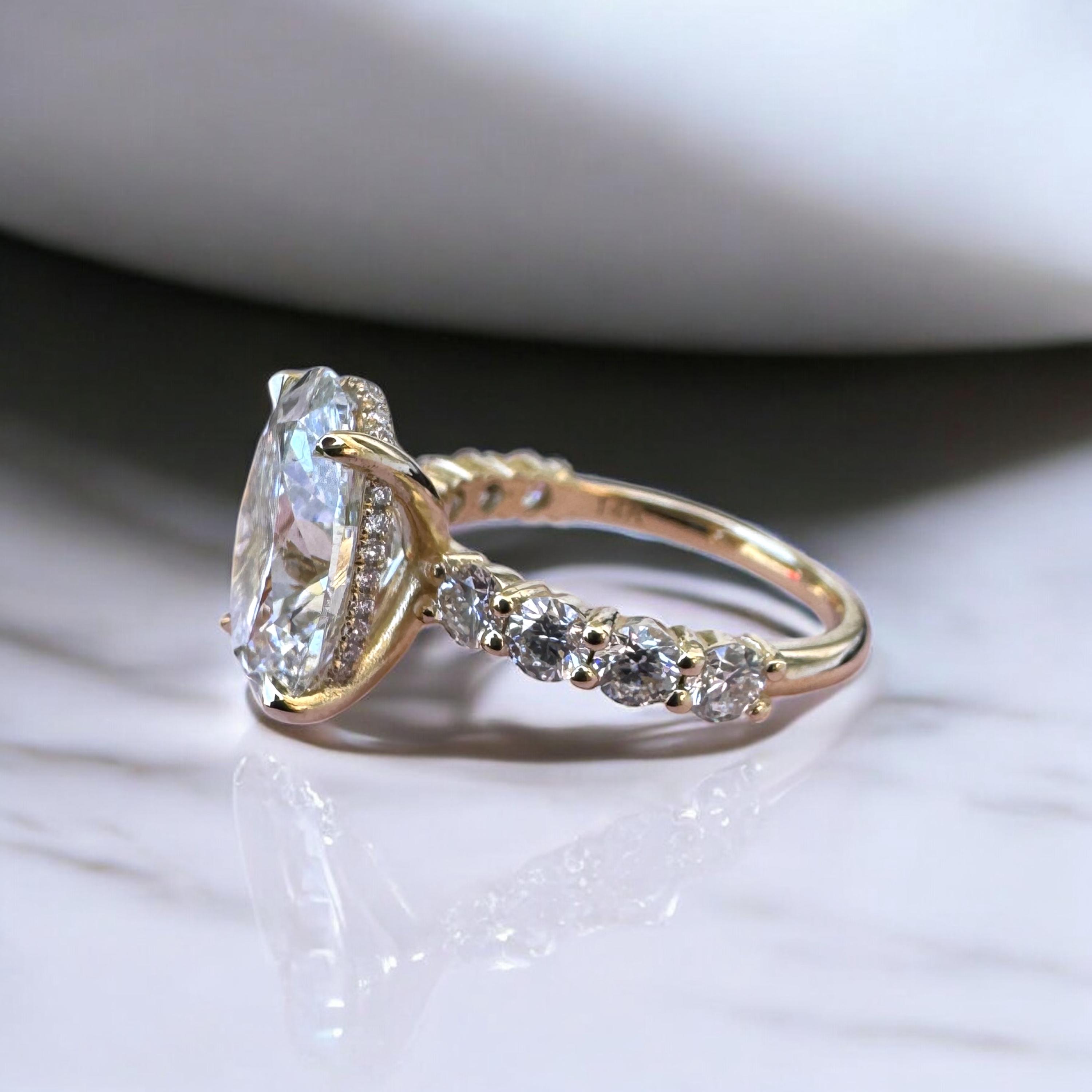 5.00ct E-VS1 オーバルラボグロウンダイヤモンドリング 5カラット D VVS1 ラボグロウンダイヤモンドエンゲージリング オーバル