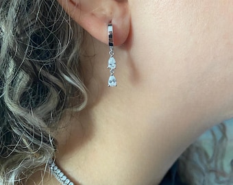 14K Gold Lab Grown Diamond Drop Earrings,