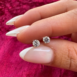14K Gold Martini Stud Earrings for Women 0.90 CARAT - Lab-Grown Diamond Studs, Minimalist Earrings, Round Brilliant Cut Diamond