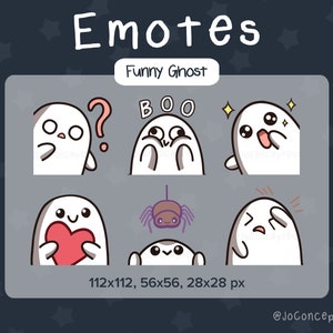 6 Halloween Ghost Emotes | Twitch | Discord | YouTube | Cute Funny Ghost Emoji Pack | Ready to Use | Streaming