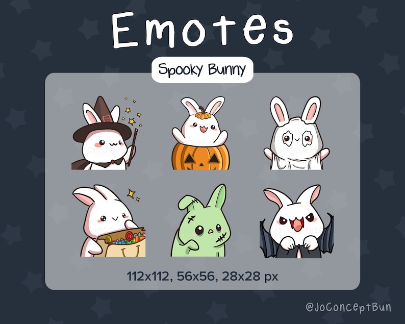 Wicked Rabbit Emotes 6 Halloween Bunny Emotes | Twitch | Discord | Youtube | Cute White ...