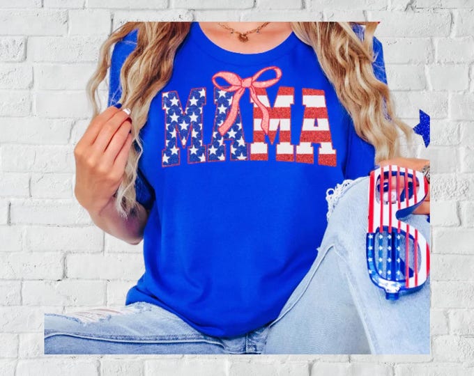 American Flag Mama Bow Shirt