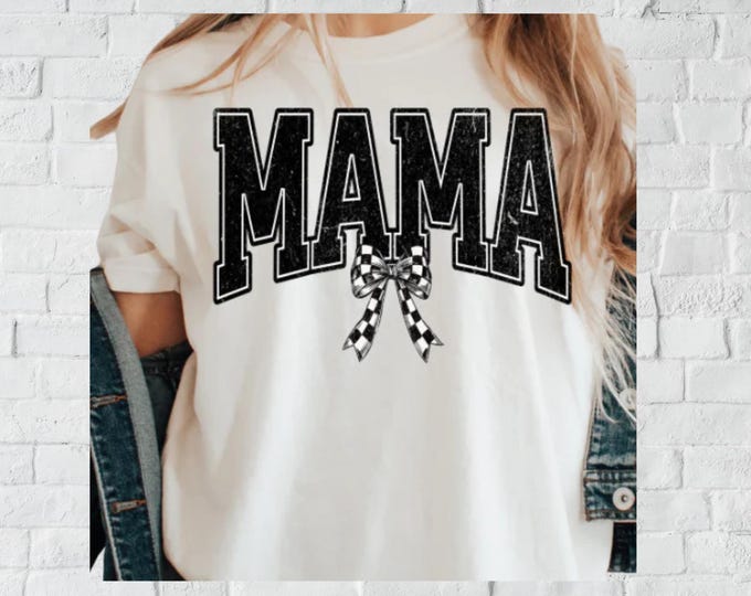 Mama Checkered Bow Shirt